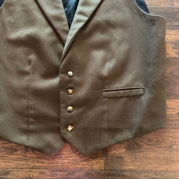 Vintage Classic Brown Vest Wool Silk - Picture 3 of 6